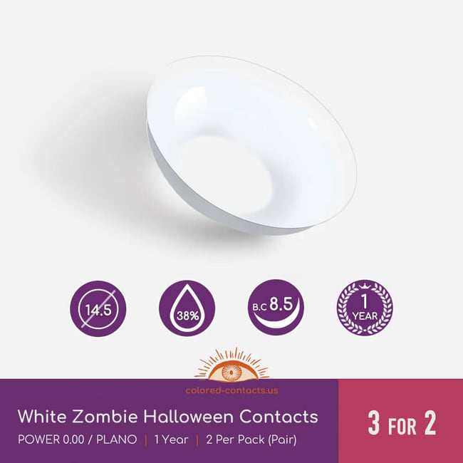 Mh : Kiyomi Haunterly Cosplay Contact Lenses - Ccus Eyewear · Premium Colored Contacts White Zombie Halloween Contacts