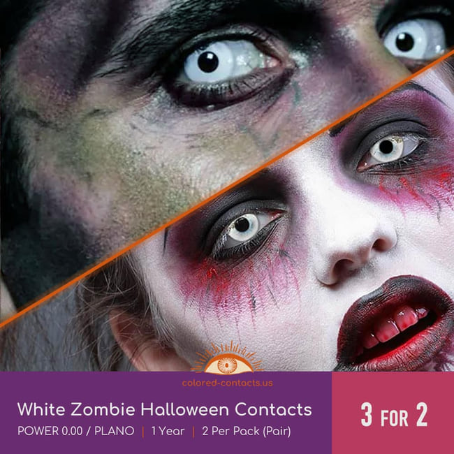 Mh : Kiyomi Haunterly Cosplay Contact Lenses - Ccus Eyewear · Premium Colored Contacts White Zombie Halloween Contacts
