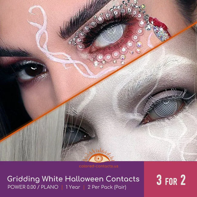 Gridding White Halloween Contacts