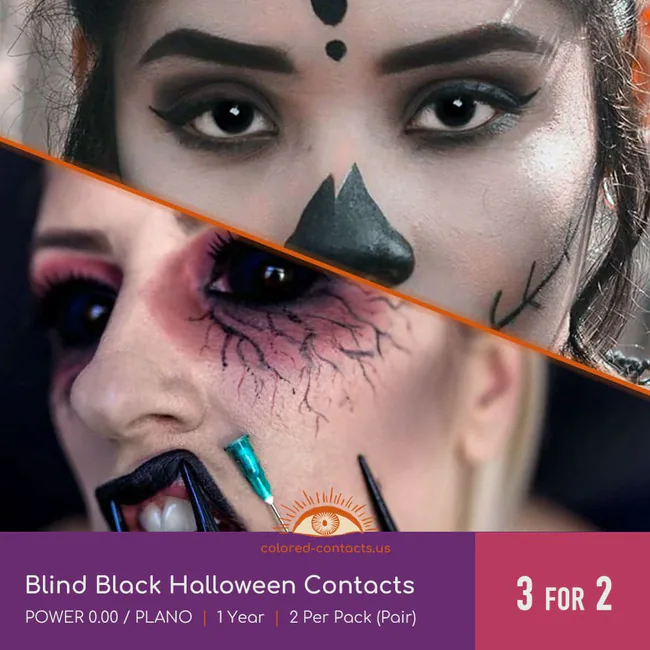 Blind Black Halloween Contacts