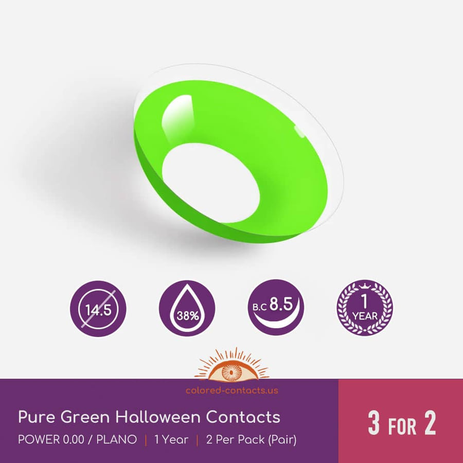 Pure Green Halloween Contacts - Ccus Eyewear · Premium Colored Contacts Pure Green Halloween Contacts