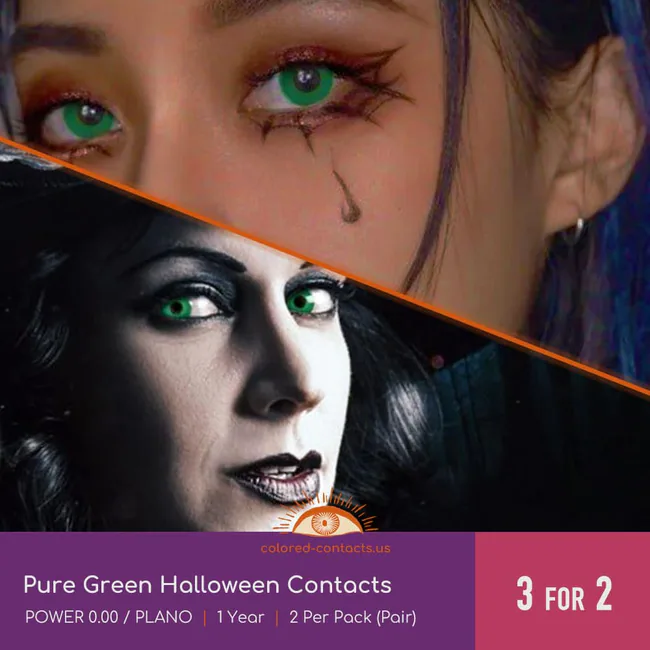 Pure Green Halloween Contacts - Ccus Eyewear · Premium Colored Contacts Pure Green Halloween Contacts