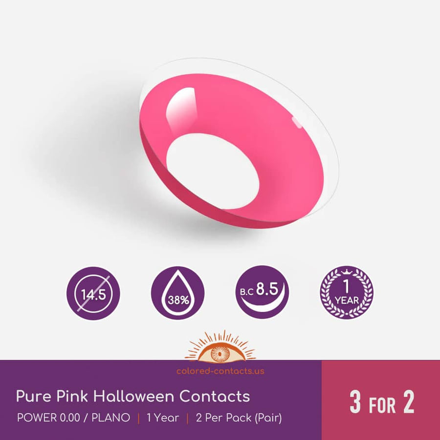Pure Pink Halloween Contacts - Ccus Eyewear · Premium Colored Contacts Pure Pink Halloween Contacts