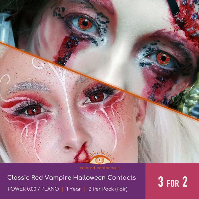 Classic Red Vampire Halloween Contacts - Ccus Eyewear · Premium Colored Contacts Classic Red Vampire Halloween Contacts