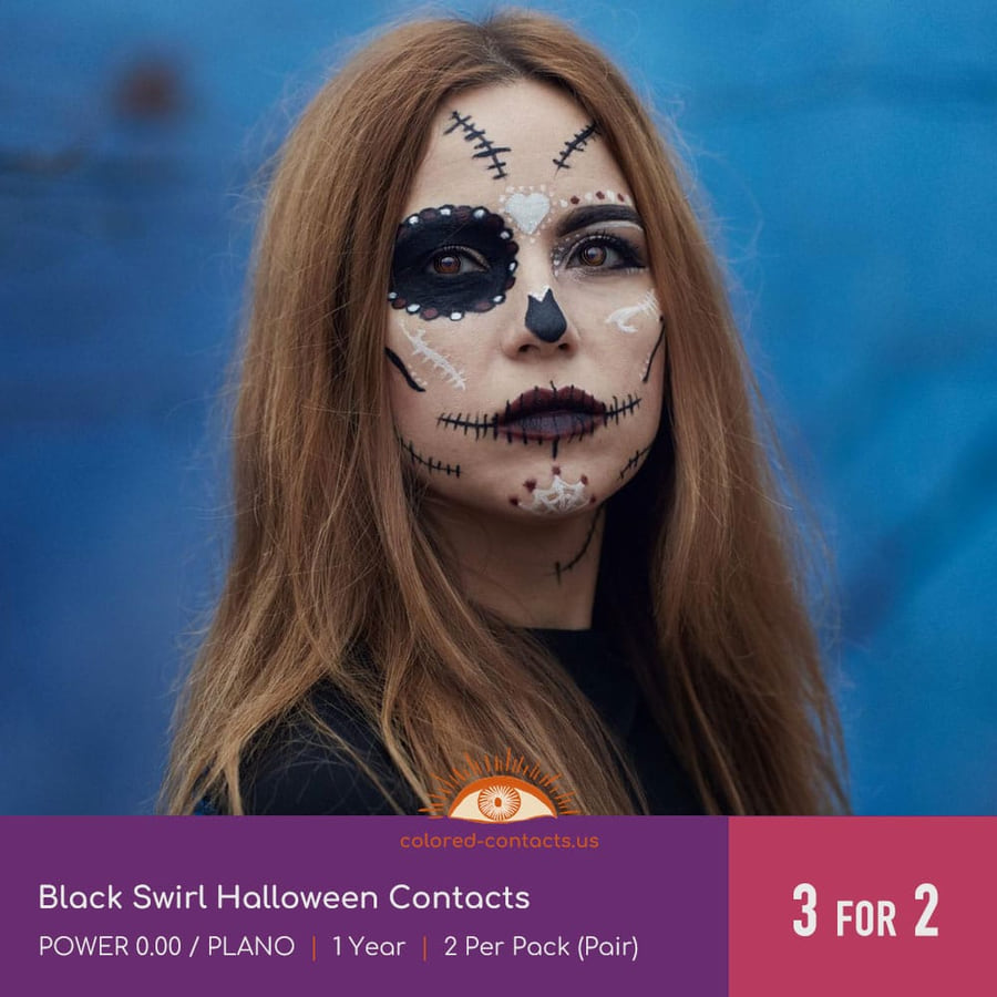 Black Swirl Halloween Contacts - Ccus Eyewear · Premium Colored Contacts Black Swirl Halloween Contacts