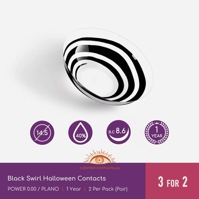 Black Swirl Halloween Contacts - Ccus Eyewear · Premium Colored Contacts Black Swirl Halloween Contacts