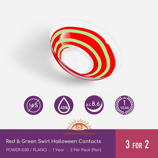 Red &Amp; Green Swirl Halloween Contacts - Ccus Eyewear · Premium Colored Contacts Red &Amp; Green Swirl Halloween Contacts