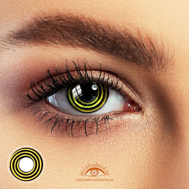 Yellow Black Swirl Eye Halloween Contacts