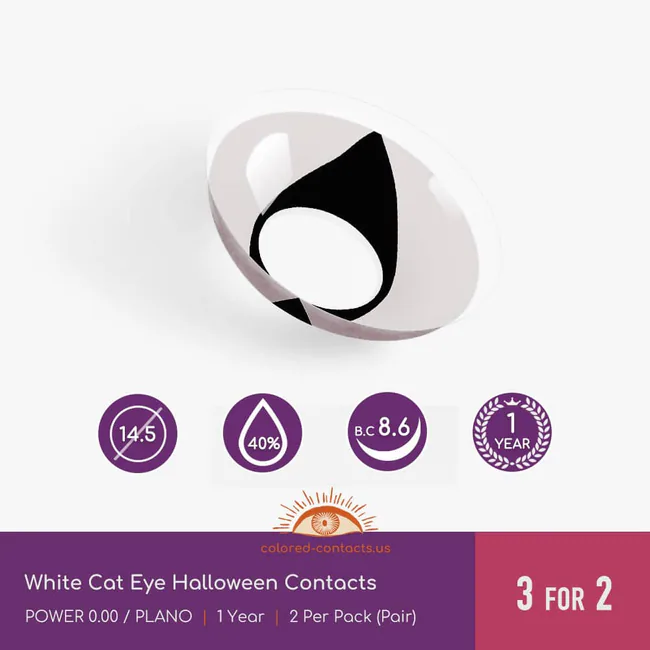 White Cat Eye Halloween Contacts