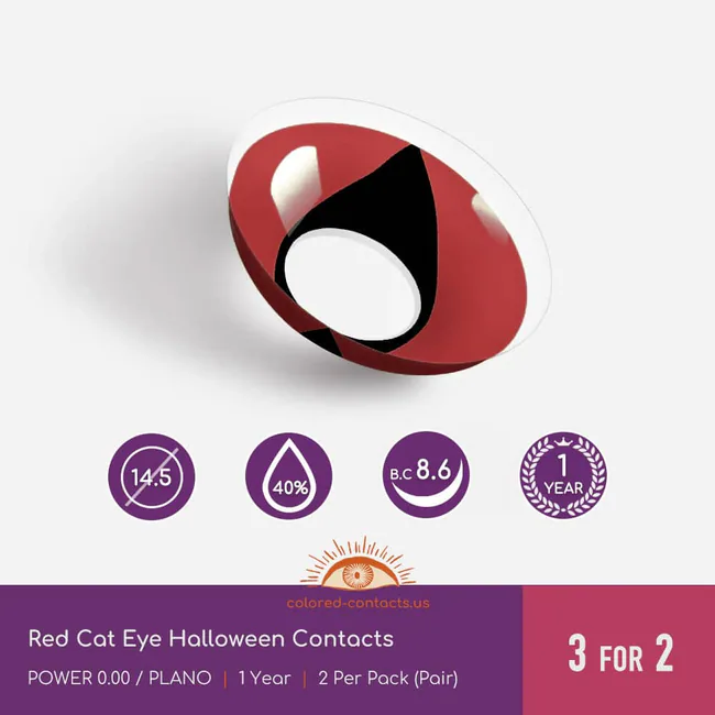 Red Cat Eye Halloween Contacts