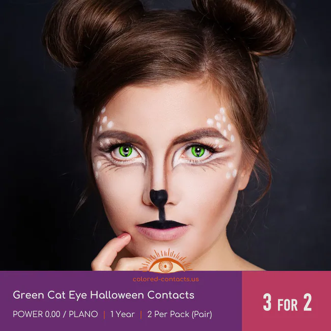 Green Cat Eye Halloween Contacts - Ccus Eyewear · Premium Colored Contacts Green Cat Eye Halloween Contacts