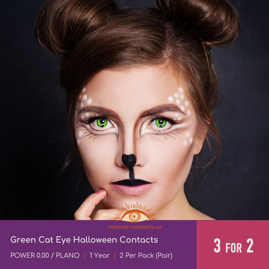 Green Cat Eye Halloween Contacts - Ccus Eyewear · Premium Colored Contacts Green Cat Eye Halloween Contacts