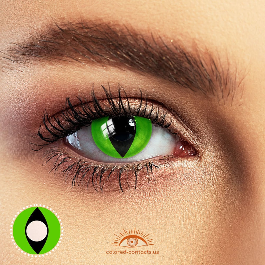 Green Cat Eye Halloween Contacts - Ccus Eyewear · Premium Colored Contacts Green Cat Eye Halloween Contacts
