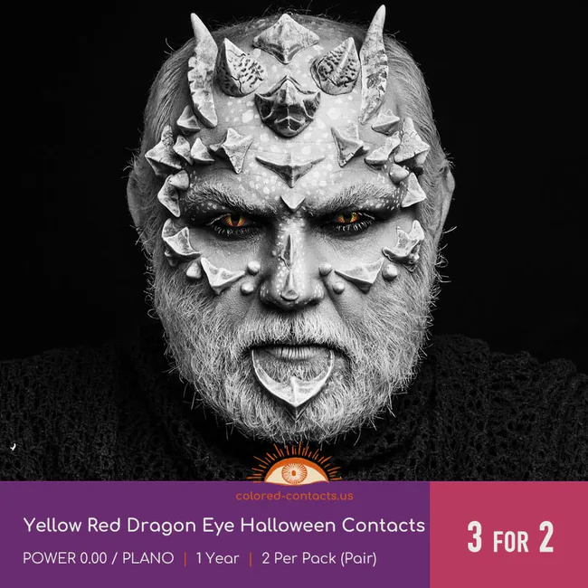 Yellow Red Dragon Eye Halloween Contacts