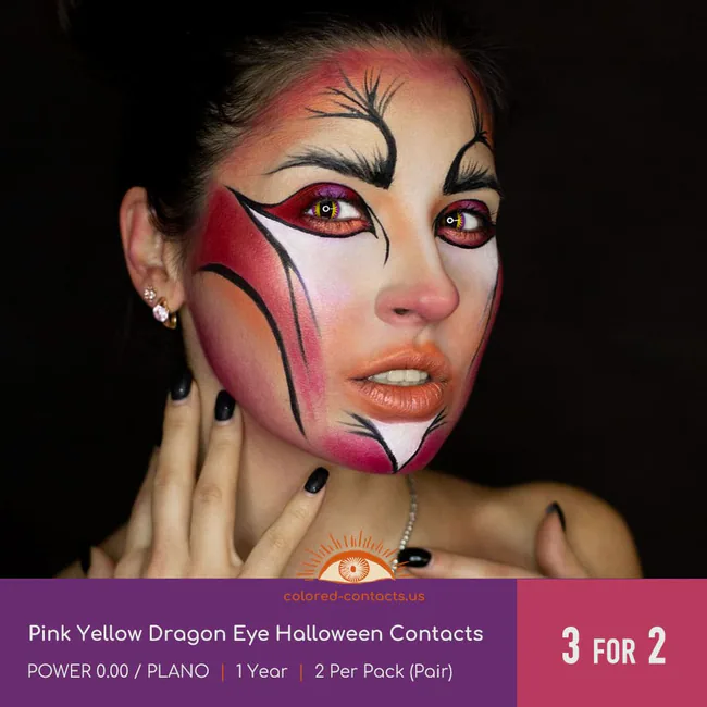 Pink Yellow Dragon Eye Halloween Contacts