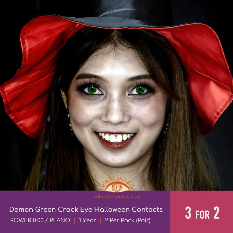 Demon Green Crack Eye Halloween Contacts - Ccus Eyewear · Premium Colored Contacts Demon Green Crack Eye Halloween Contacts