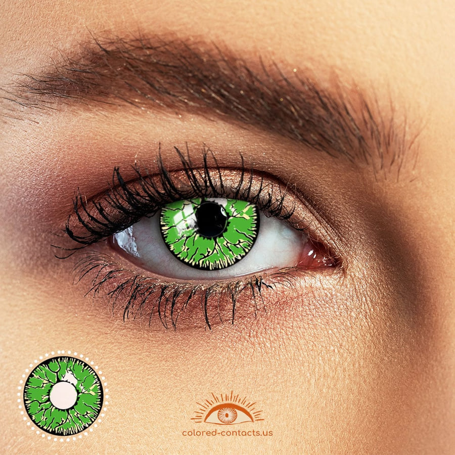 Demon Green Crack Eye Halloween Contacts - Ccus Eyewear · Premium Colored Contacts Demon Green Crack Eye Halloween Contacts