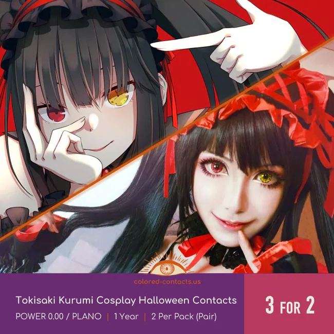 Tokisaki Kurumi Cosplay Contact Lenses - Ccus Eyewear · Premium Colored Contacts Tokisaki Kurumi Cosplay Halloween Contacts