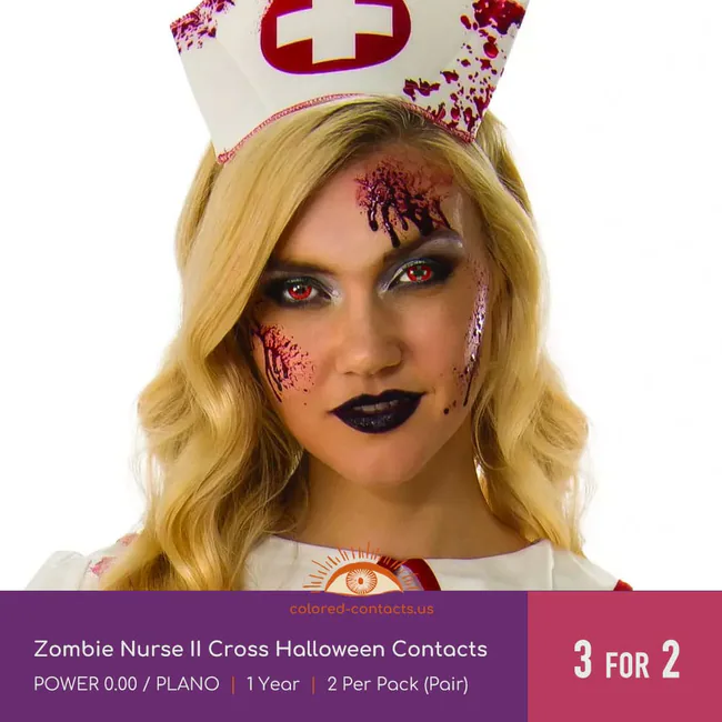 Zombie Nurse Ii Cross Halloween Contacts