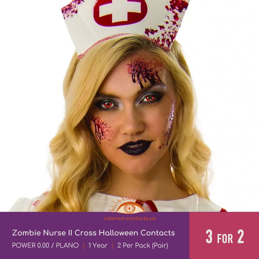 Zombie Nurse Ii Cross Halloween Contacts