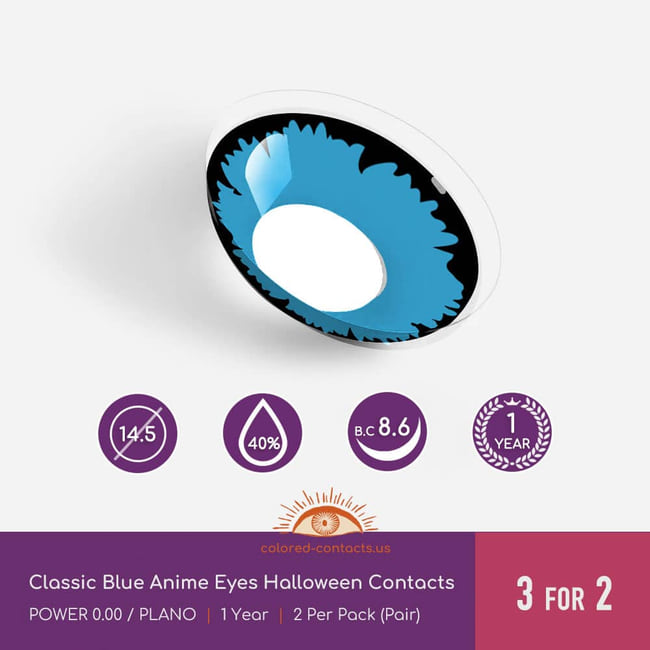 Classic Blue Anime Eyes Halloween Contacts - Ccus Eyewear · Premium Colored Contacts Classic Blue Anime Eyes Halloween Contacts