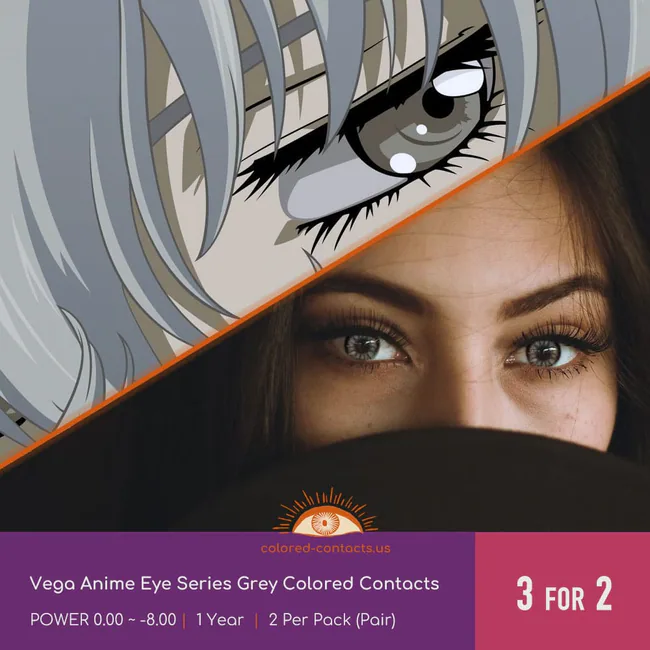 Vega Anime Eye Series Grey Colored Contacts - Ccus Eyewear · Premium Colored Contacts Vega Anime Eye Series Grey Colored Contacts