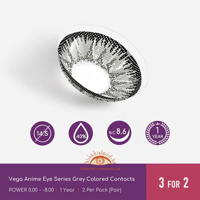 Vega Anime Eye Series Grey Colored Contacts - Ccus Eyewear · Premium Colored Contacts Vega Anime Eye Series Grey Colored Contacts