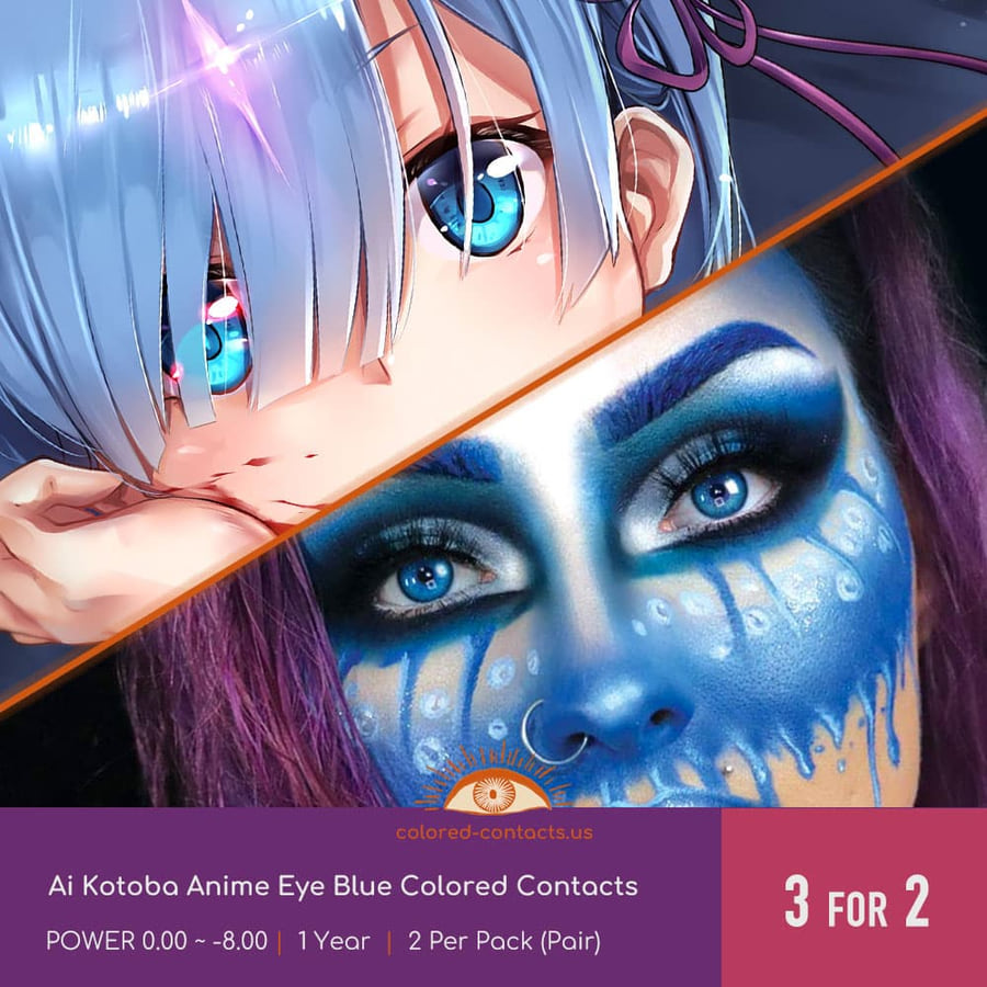 Ai Kotoba Anime Eye Blue Colored Contacts