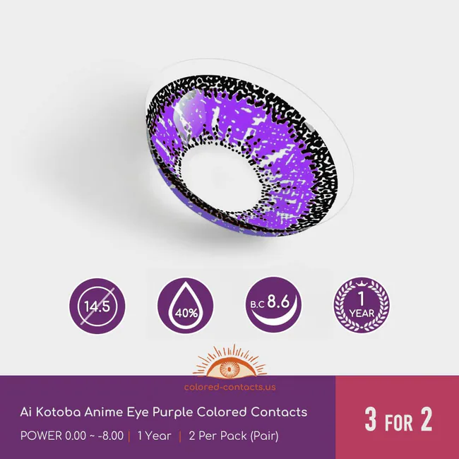 Ai Kotoba Anime Eye Purple Colored Contacts - Ccus Eyewear · Premium Colored Contacts Ai Kotoba Anime Eye Purple Colored Contacts