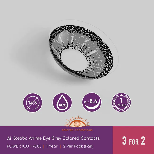 Ai Kotoba Anime Eye Grey Colored Contacts