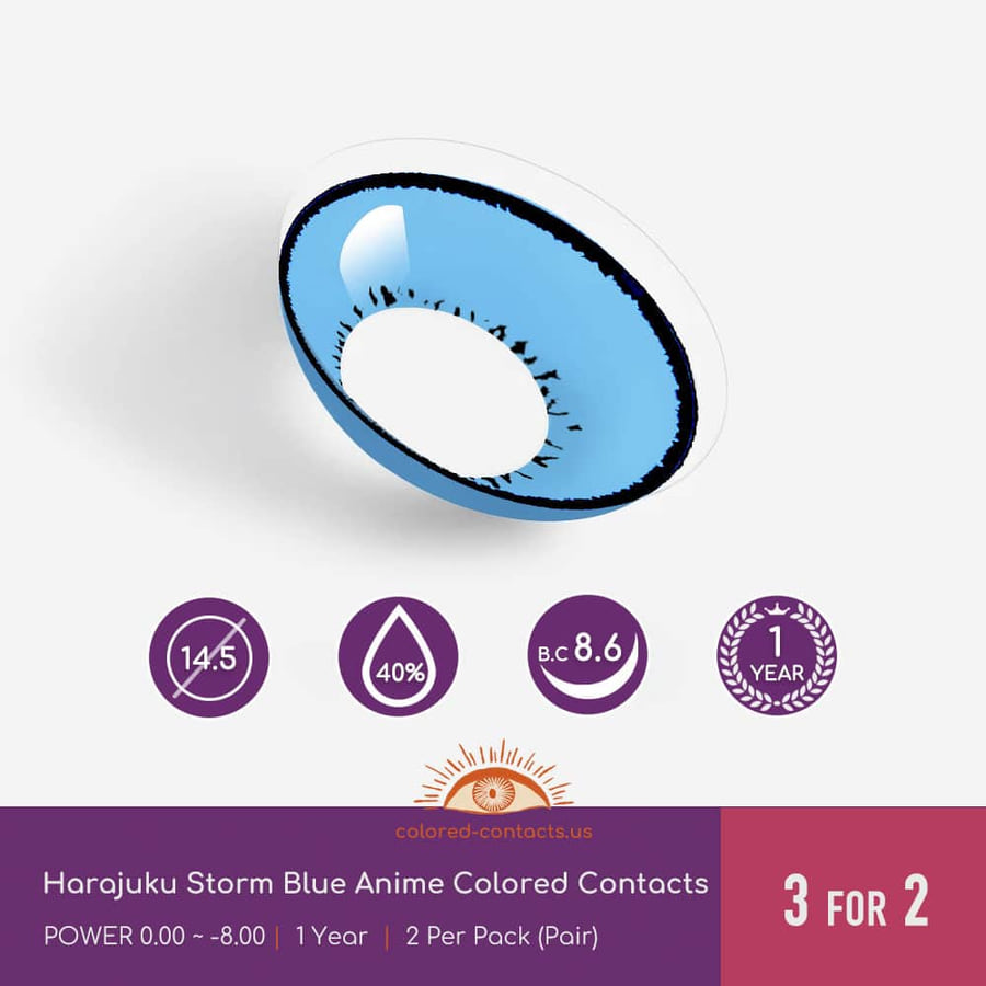 Harajuku Storm Blue Anime Colored Contacts - Ccus Eyewear · Premium Colored Contacts Harajuku Storm Blue Anime Colored Contacts