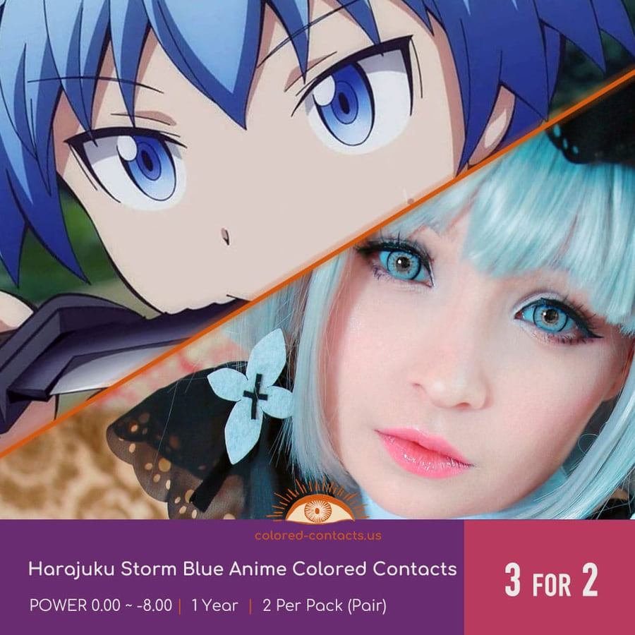 Harajuku Storm Blue Anime Colored Contacts - Ccus Eyewear · Premium Colored Contacts Harajuku Storm Blue Anime Colored Contacts