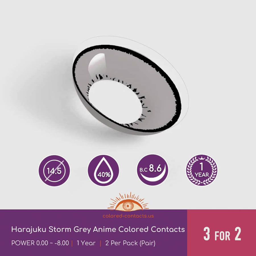 Harajuku Storm Grey Anime Colored Contacts