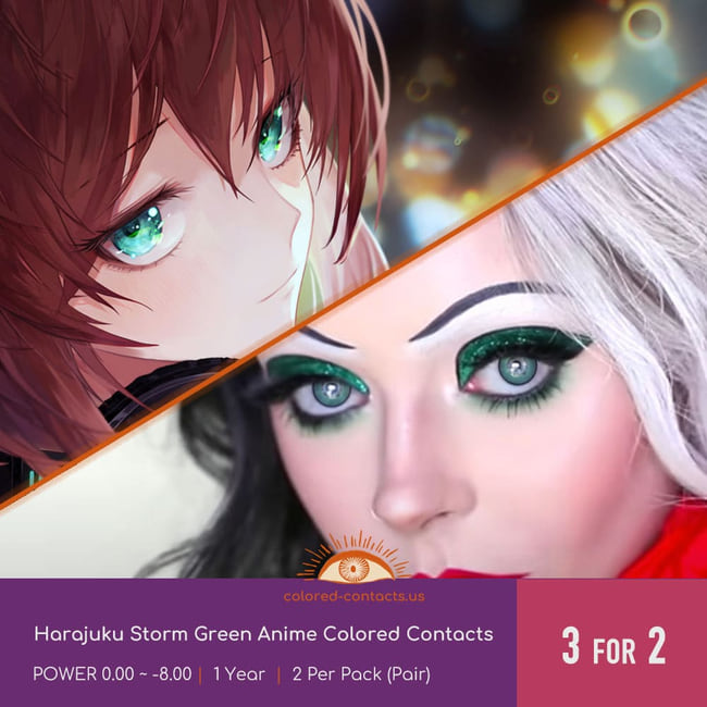 Harajuku Storm Green Anime Colored Contacts - Ccus Eyewear · Premium Colored Contacts Harajuku Storm Green Anime Colored Contacts