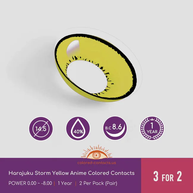 Harajuku Storm Yellow Anime Colored Contacts