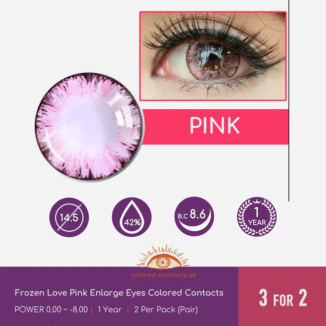 Frozen Love Pink Enlarge Eyes Colored Contacts - Ccus Eyewear · Premium Colored Contacts Frozen Love Pink Enlarge Eyes Colored Contacts
