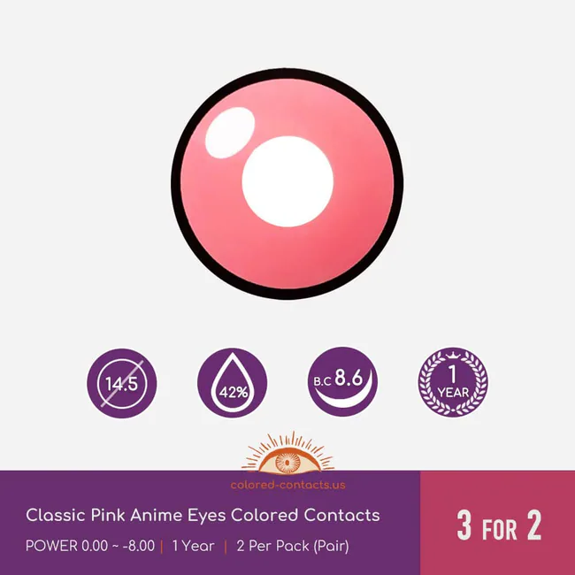 Classic Pink Anime Eyes Colored Contacts - Ccus Eyewear · Premium Colored Contacts Classic Pink Anime Eyes Colored Contacts