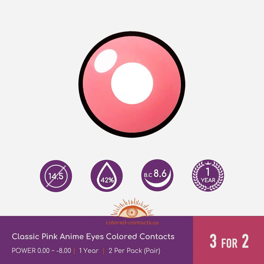 Classic Pink Anime Eyes Colored Contacts - Ccus Eyewear · Premium Colored Contacts Classic Pink Anime Eyes Colored Contacts