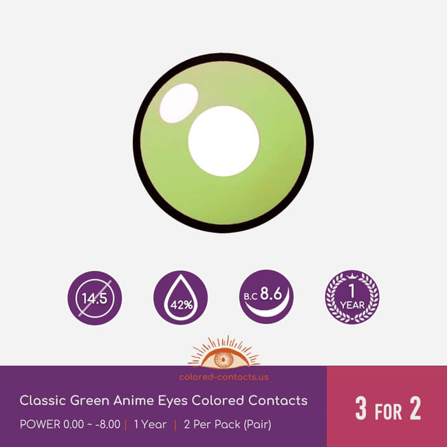 Classic Green Anime Eyes Colored Contacts - Ccus Eyewear · Premium Colored Contacts Classic Green Anime Eyes Colored Contacts