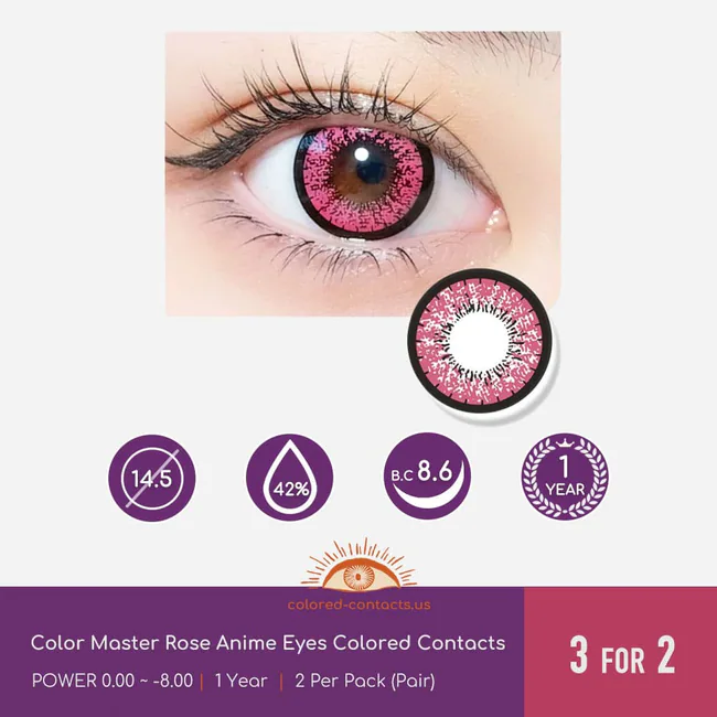 Color Master Rose Anime Eyes Colored Contacts - Ccus Eyewear · Premium Colored Contacts Color Master Rose Anime Eyes Colored Contacts