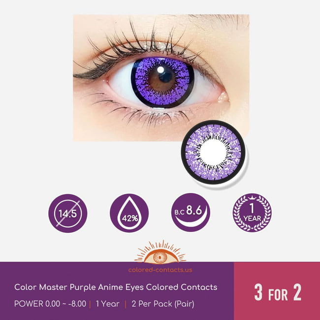 Color Master Purple Anime Eyes Colored Contacts - Ccus Eyewear · Premium Colored Contacts Color Master Purple Anime Eyes Colored Contacts