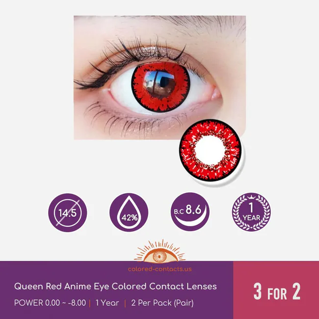 Queen Red Anime Eye Colored Contacts - Ccus Eyewear · Premium Colored Contacts Queen Red Anime Eye Colored Contacts