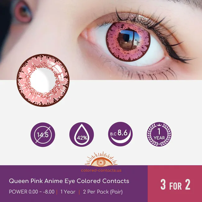 Queen Pink Anime Eye Colored Contacts