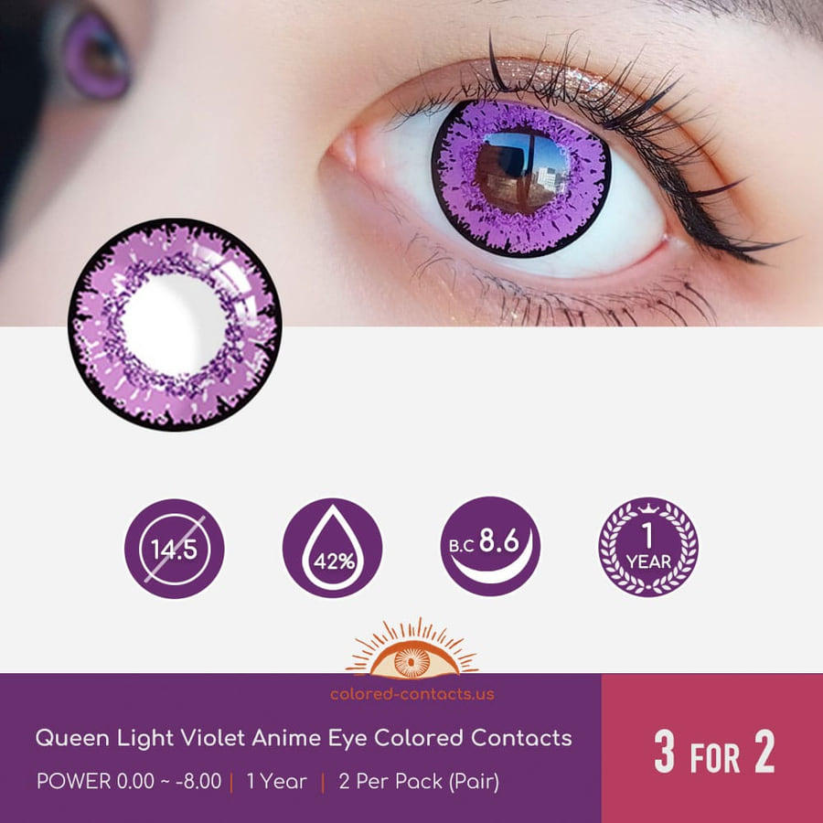 Mh : Bonita Femur Cosplay Contact Lenses - Ccus Eyewear · Premium Colored Contacts Queen Light Violet Anime Eye Colored Contacts