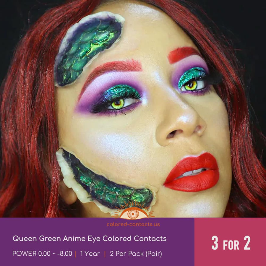 Hsr : Qingque Cosplay Contacts - Ccus Eyewear · Premium Colored Contacts Queen Green Anime Eye Colored Contacts