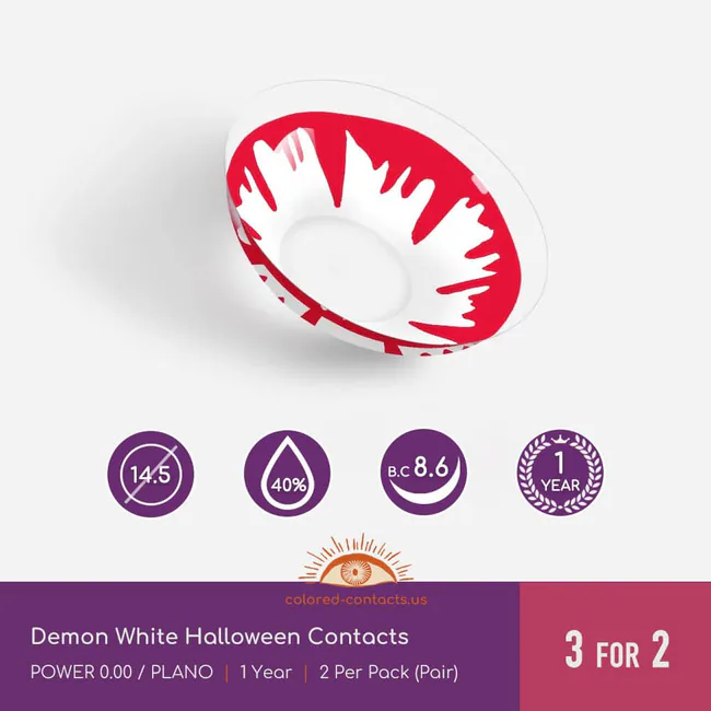 Demon White Halloween Contacts