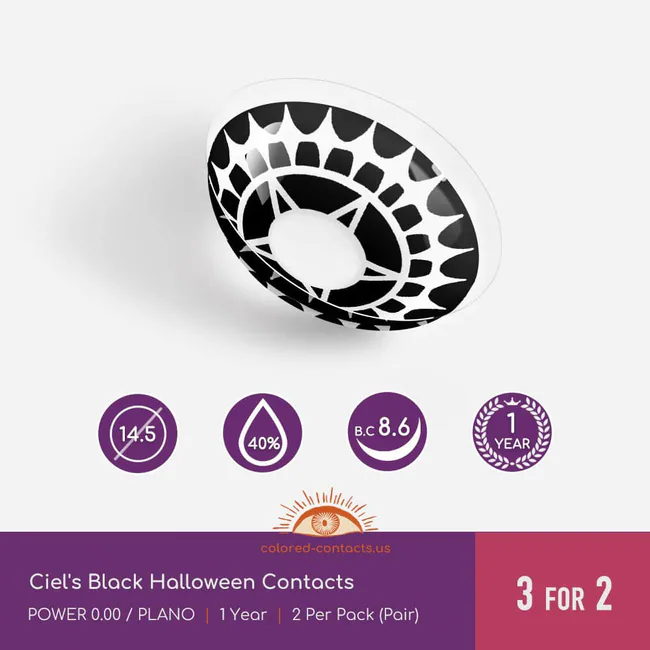 Bb : Ciel’s Cosplay Contacts – Black Version - Ccus Eyewear · Premium Colored Contacts Ciel'S Black Halloween Contacts