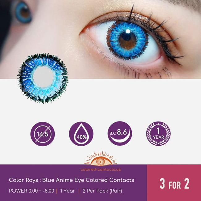 Blue Anime Eye Colored Contacts - Ccus Eyewear · Premium Colored Contacts Color Rays : Blue Anime Eye Colored Contacts
