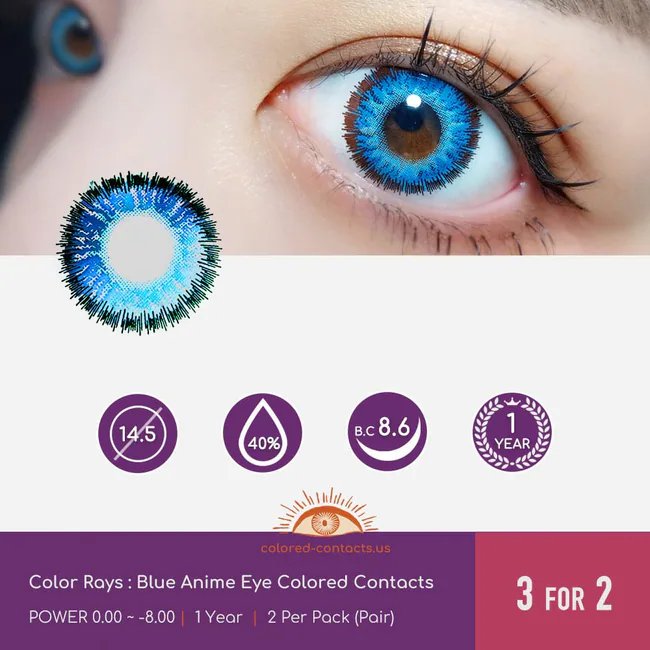 Color Rays : Blue Anime Eye Colored Contacts
