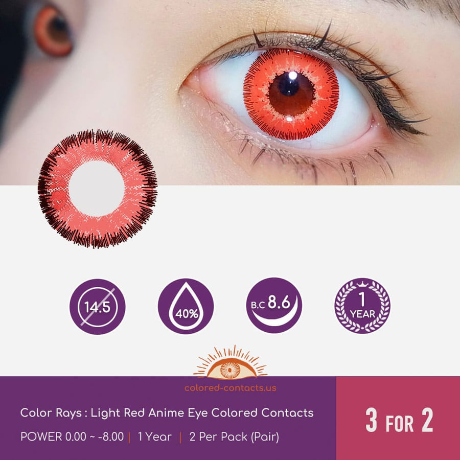 Light Red Anime Eye Colored Contacts - Ccus Eyewear · Premium Colored Contacts Light Red Anime Eye Colored Contacts